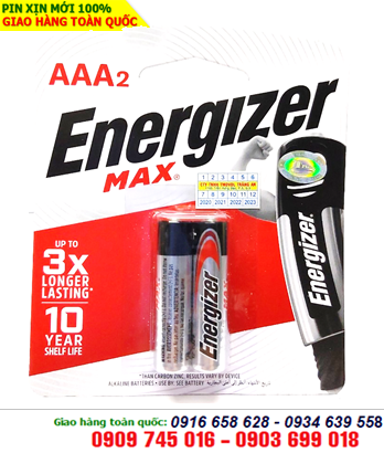 Energizer E92_BP2; Pin AAA 1.5v Alkaline Energizer E92-BP2 chính hãng (X.xứ Singapore) Vỉ 2viên